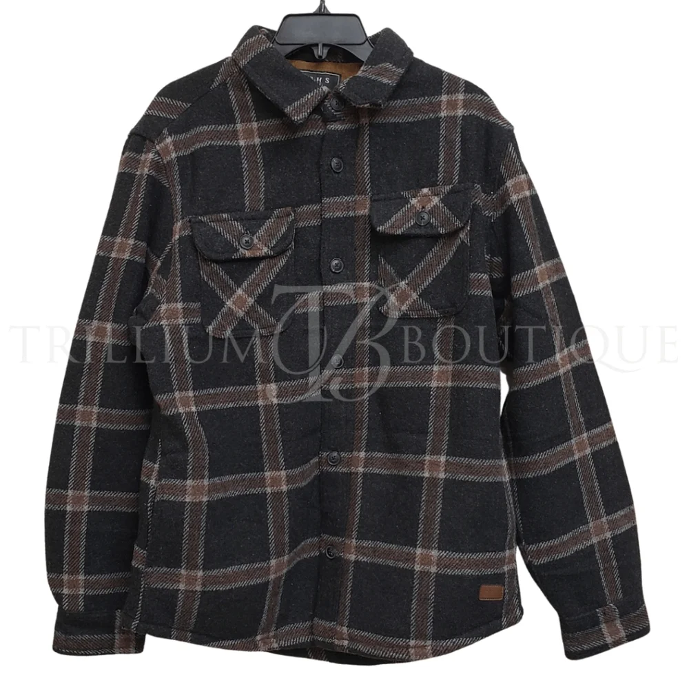 JACHS Men's Wool Blend Heavyweight Shirt Jacket Pile Fleece Lining Gray NWT - Picture 1 of 2